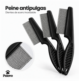 Peine antipulgas Pelovo negro con dientes de acero inoxidable